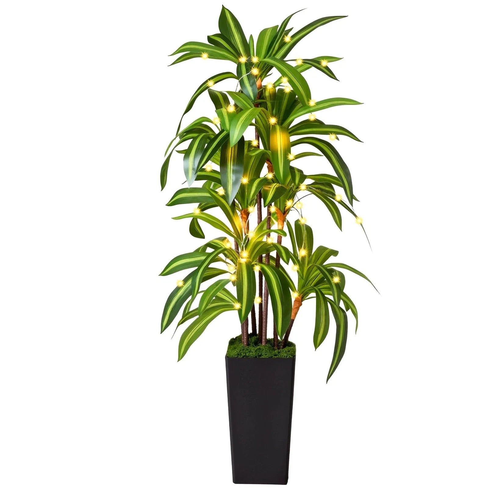 5Ft Artificial Dracaena Tree Faux Yucca Tropical Plant in Black Pot